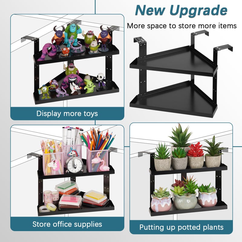 Olpchee Office Cubicle Shelf Cubicle Storage Organizer Cubicle Accessories Height Adjustable Cubicle Corner Shelf with Adjustable Hooks - Image 3